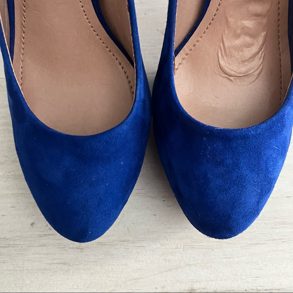 Vince Camuto Deba Lapis Blue Platform Studded Suede Shoe Size 38/8 - Picture 3 of 14